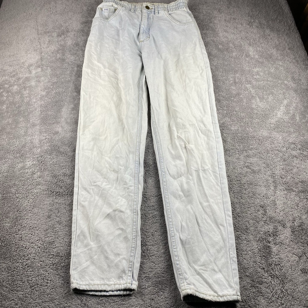 Lee‎ Jeans Womens 8 Medium 27x30 Blue/ White Light Wash Mid Rise